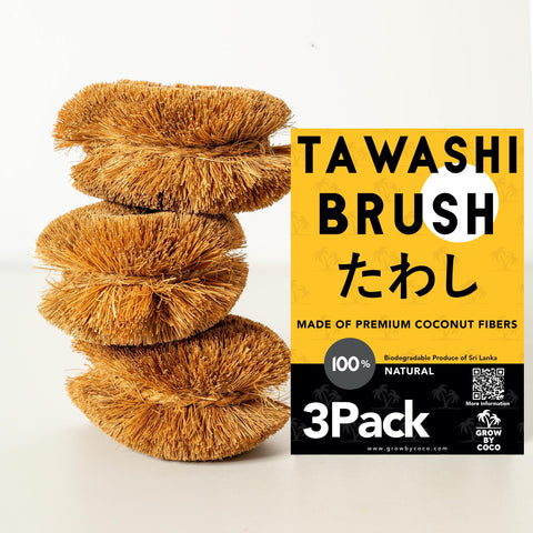 GrowByCoco Tawashi cepillo ecológico de cocina para ollas y sartenes