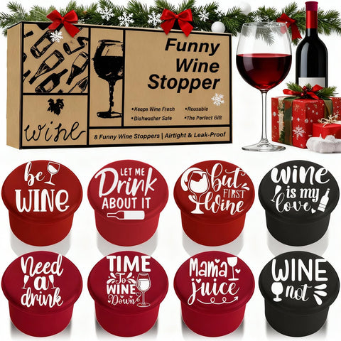 Grunlienus tapón de vino 8-pack divertido protege el aroma por más días.