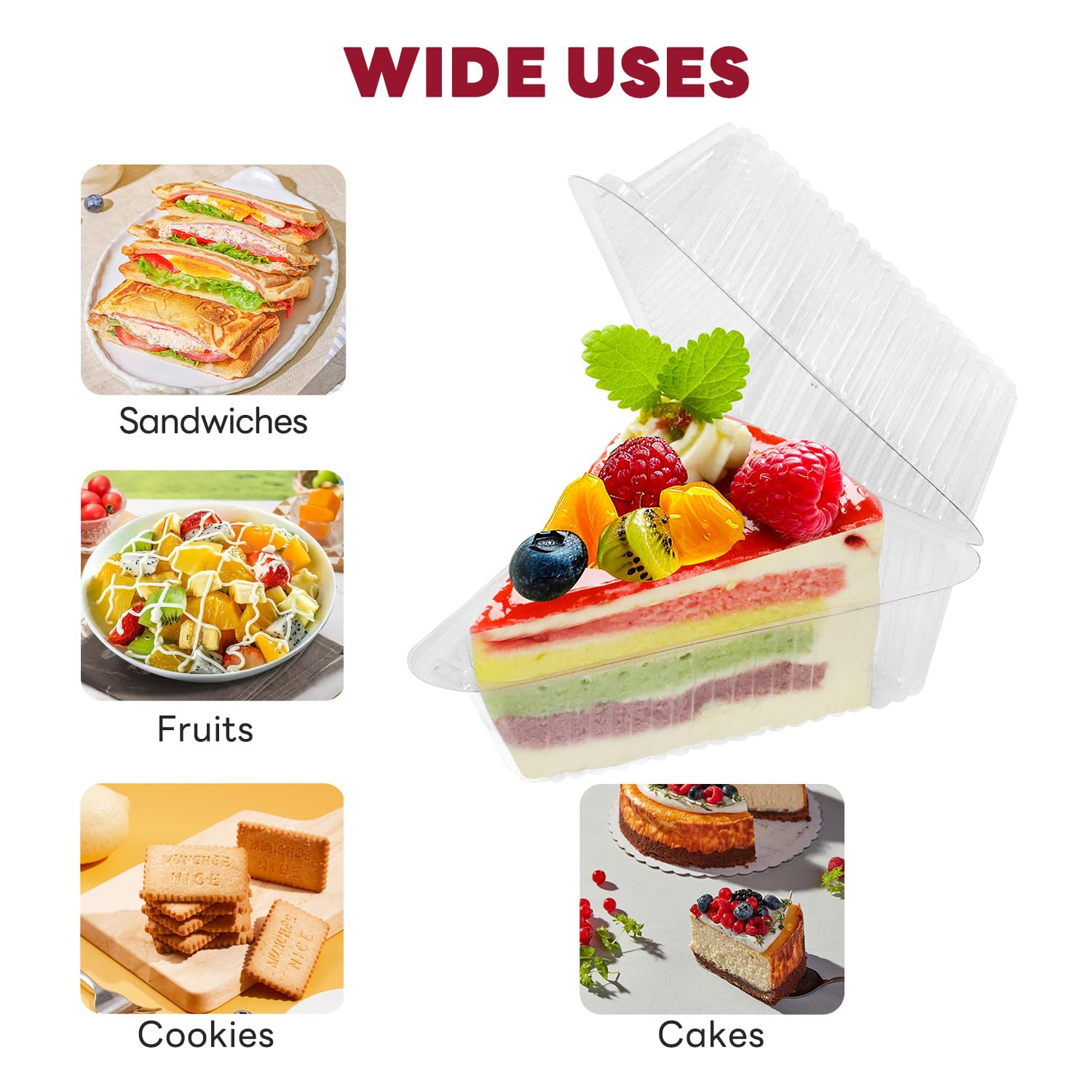 Caja individual para porciones de pastel GRWJHUM, compatible con porciones de 6-8 pulgadas.