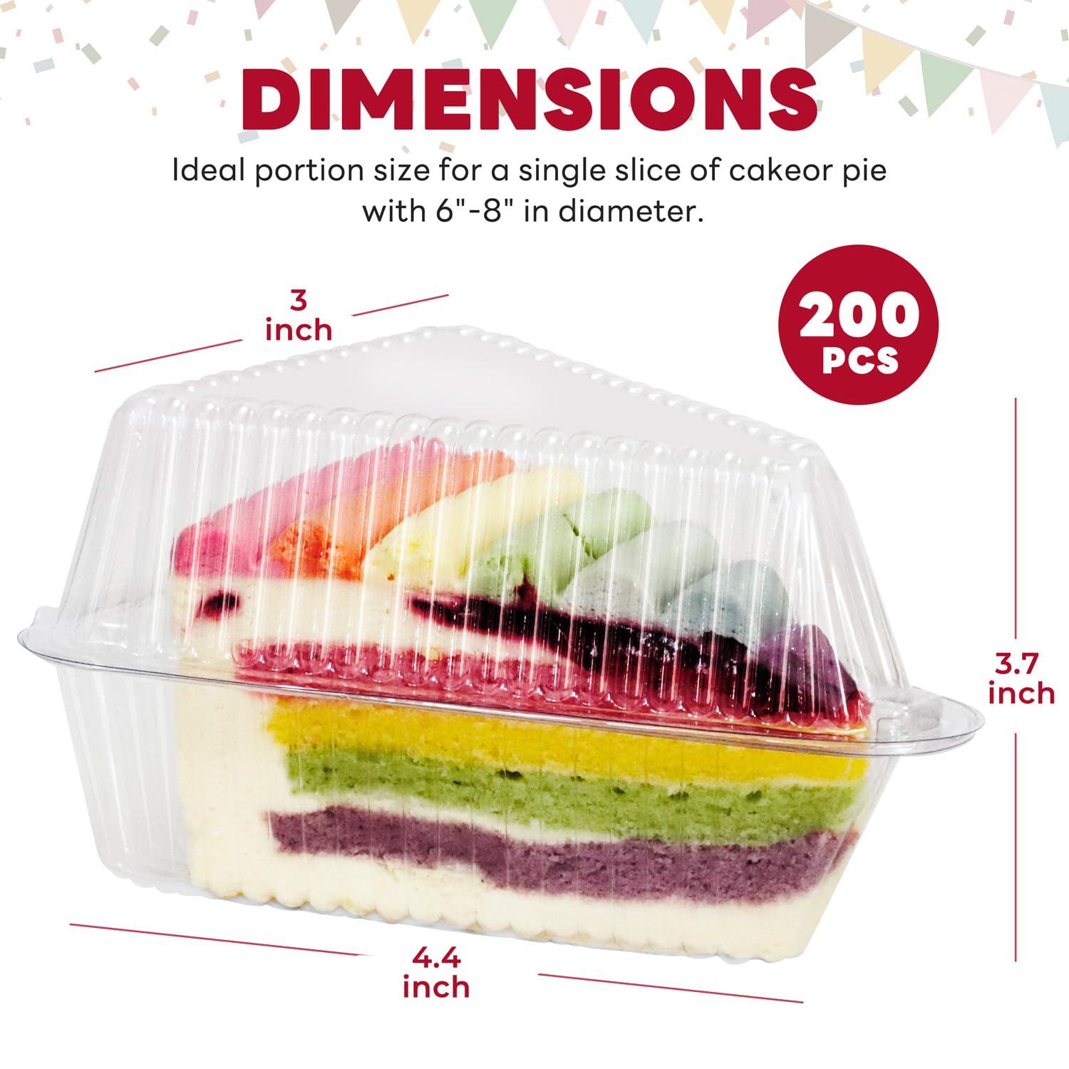 Caja porción de pastel con tapa, GRWJHUM, para exhibir y conservar sabores.