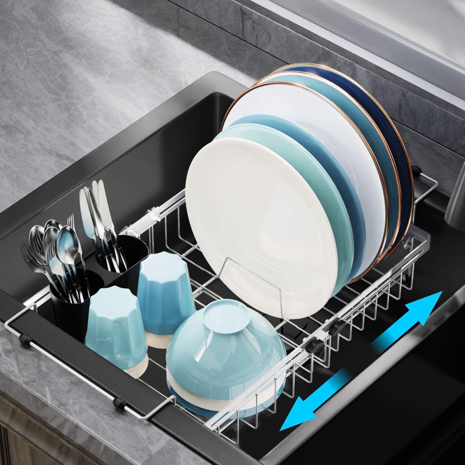 GSlife escurridor extensible 3 en 1 para ahorro de espacio.