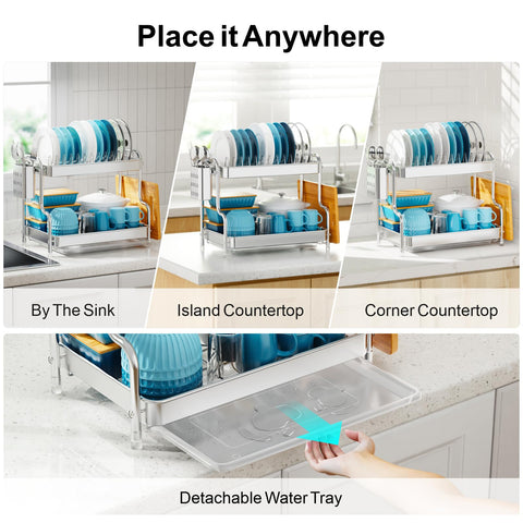 GSlife escurridor con accesorios para cubiertos y tablas de cortar.