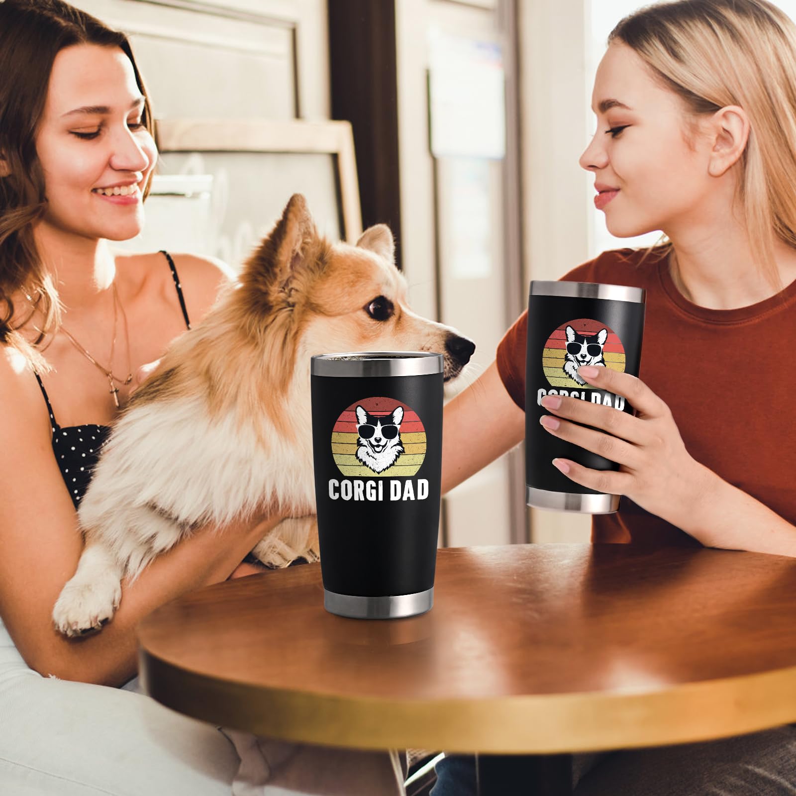 Gtmileo Corgi Regalo – vaso termico 20oz negro, uso en casa.
