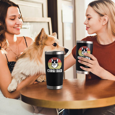 Gtmileo Corgi Regalo – vaso termico 20oz negro, uso en casa.
