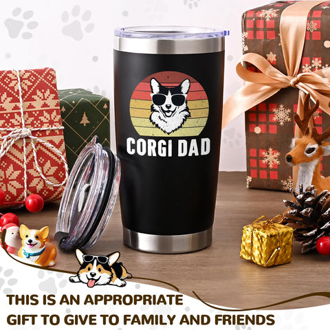 Gtmileo Corgi Regalo – vaso termico 20oz negro, uso en oficina.