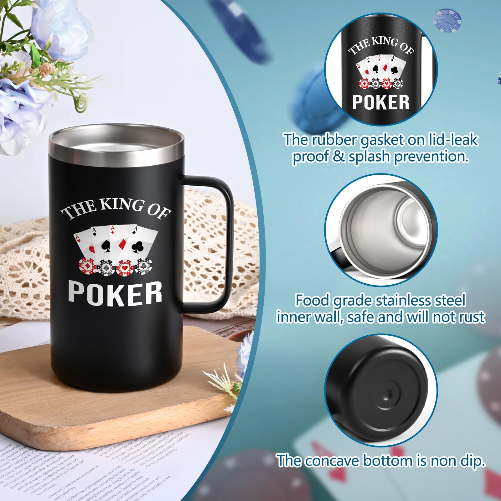 Accesorios incluidos para Gtmileo Poker, con tapa y cepillos para limpieza.