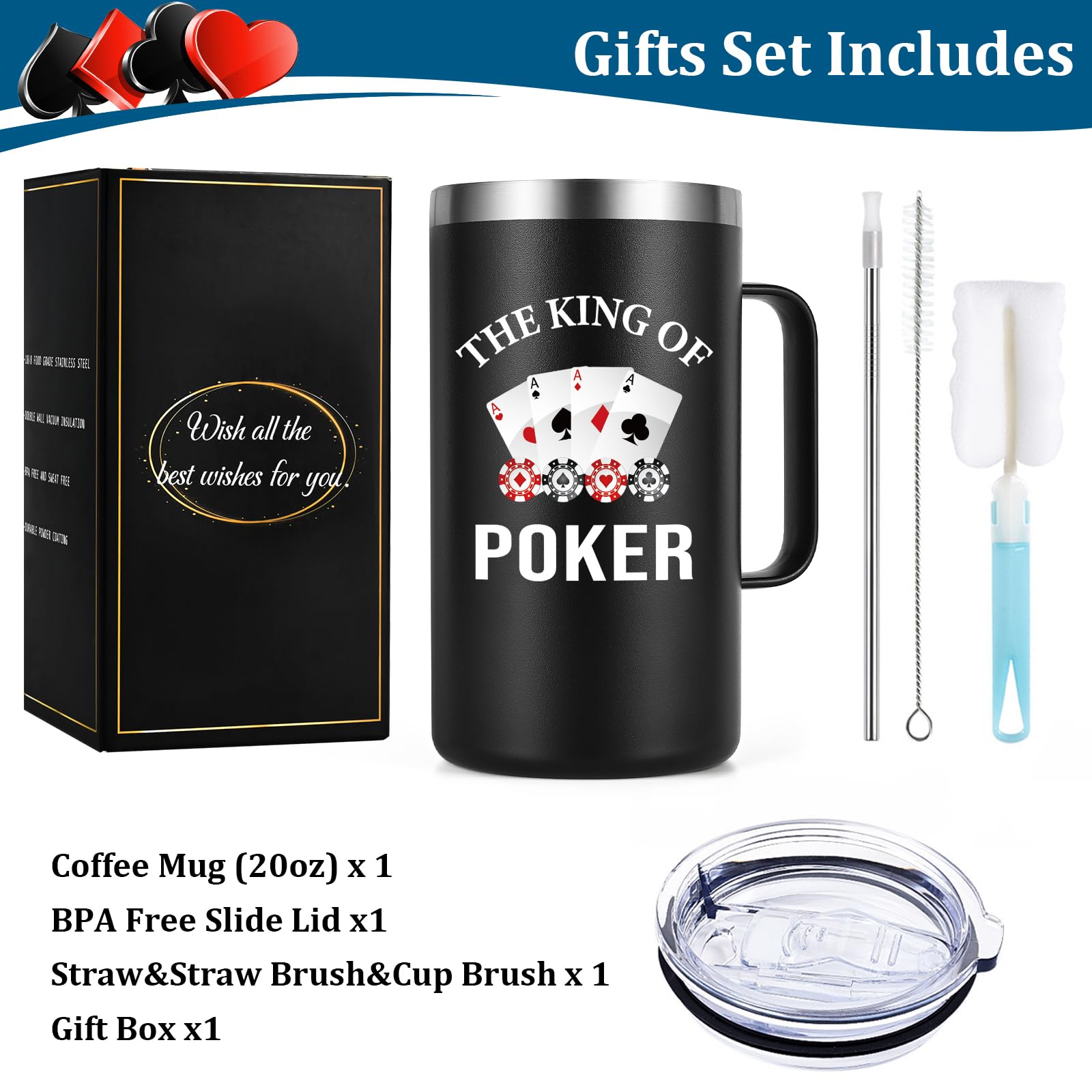 Uso versátil en casa, oficina o exterior con la taza Gtmileo Poker.
