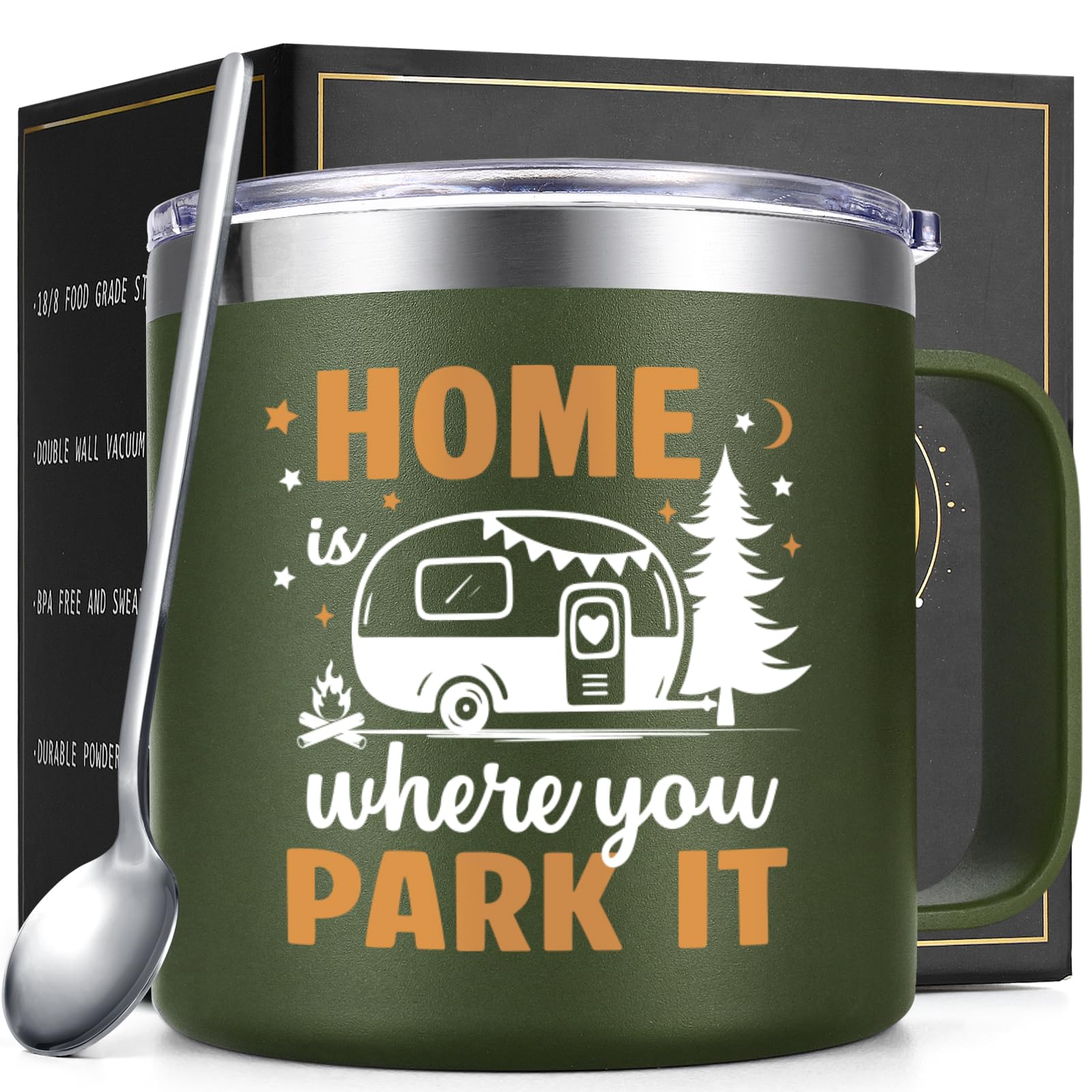 Taza Gtmileo 14oz aislada, interior acero inoxidable, mantiene bebidas seguras y calientes