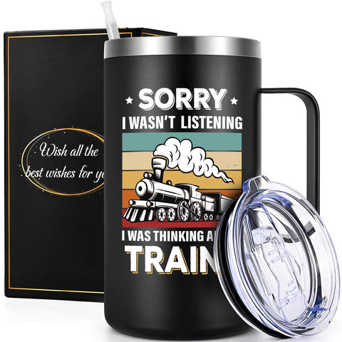 Taza Gtmileo tren 20oz: aislamiento doble para bebidas calientes, ideal en casa u oficina.