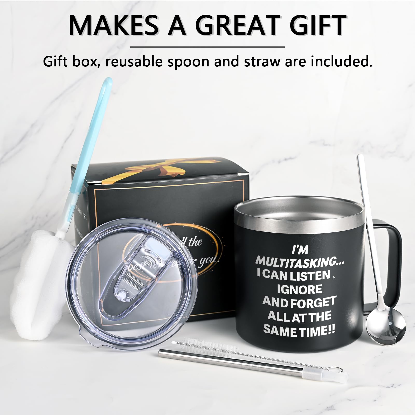 Taza Gtmileo capacidad 414 ml, tamaño ideal para café o té.