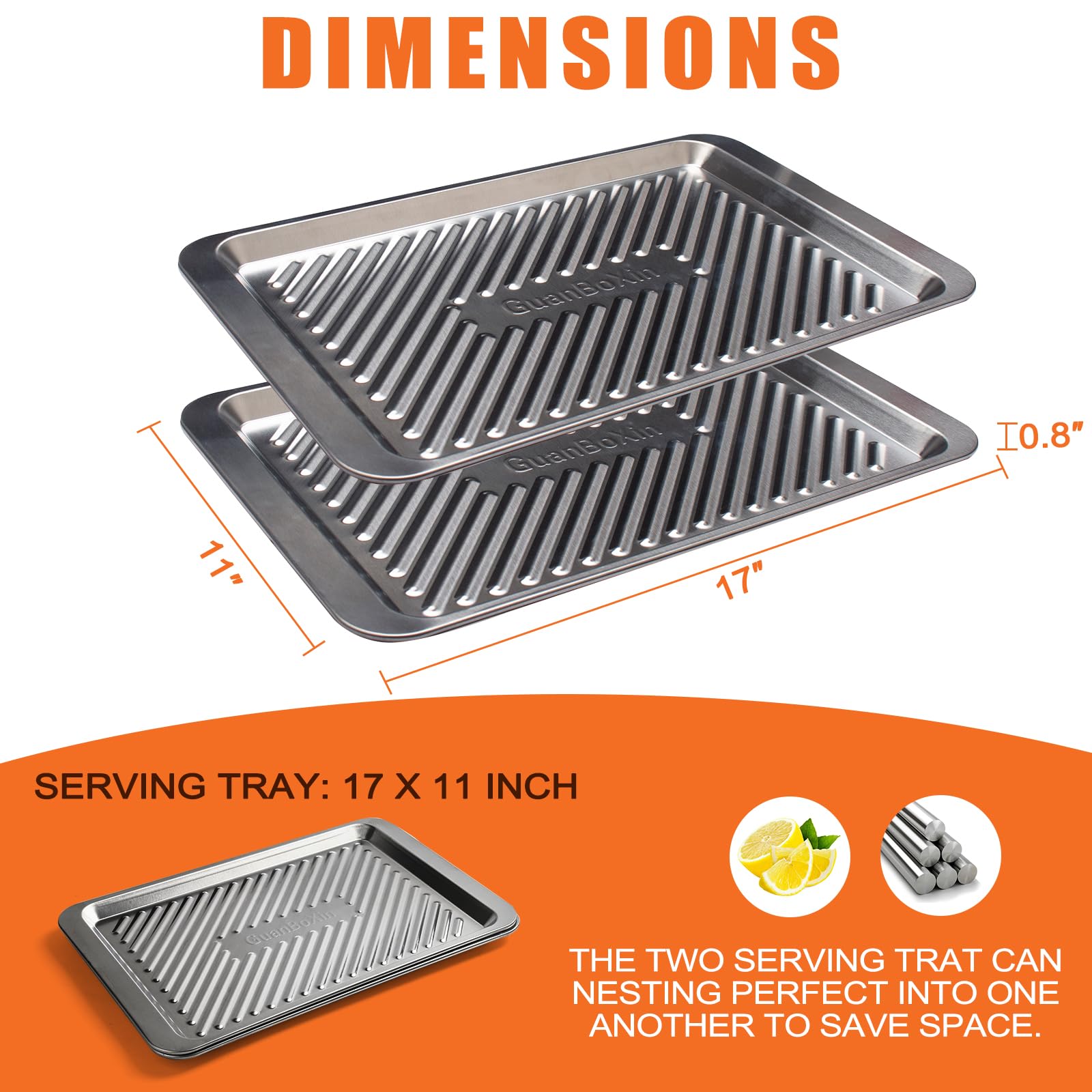 Bandeja GuanBoXin para preparación, acero inoxidable, ideal para carnes crudas.