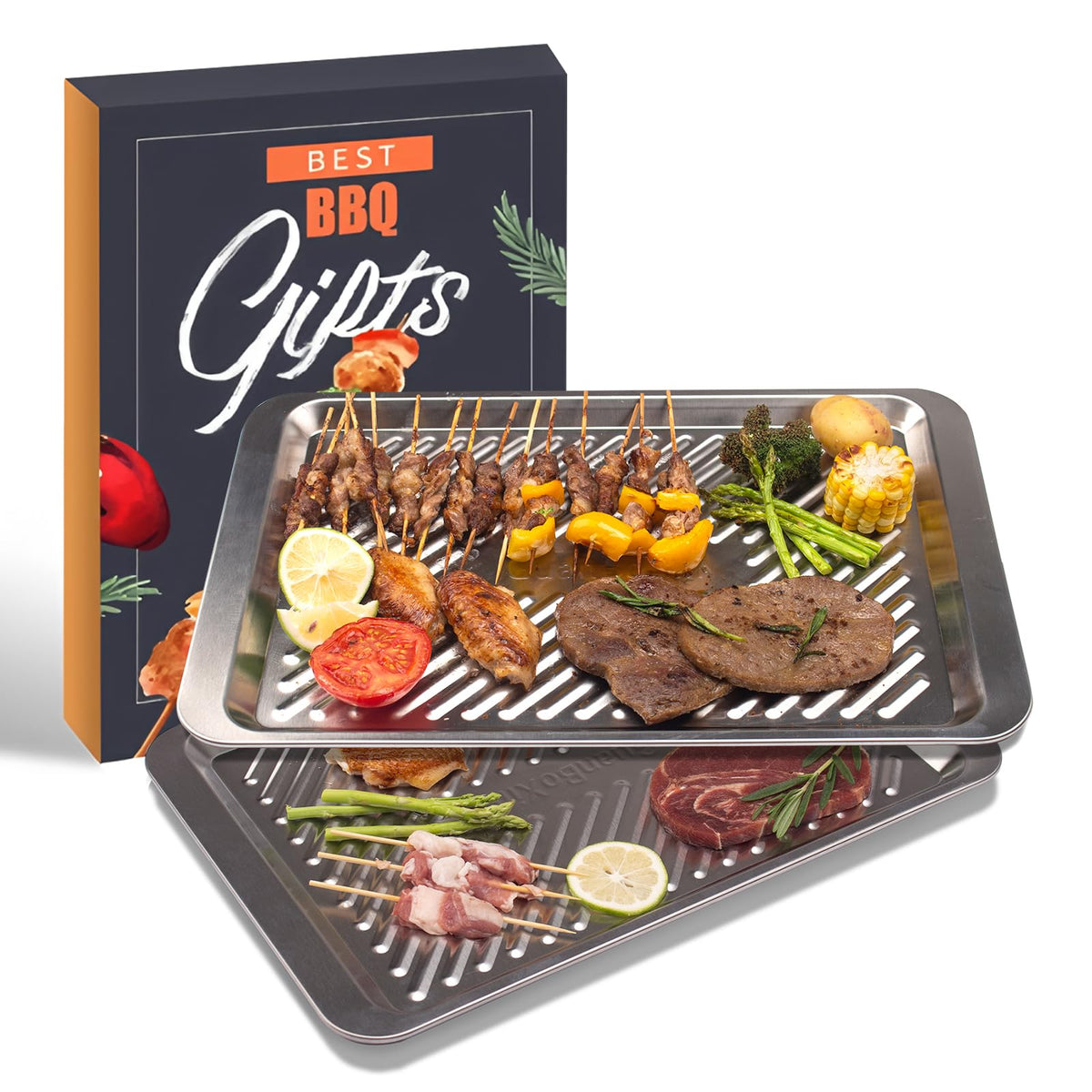 Bandejas GuanBoXin para parrilla, juego de dos apilables para organización.