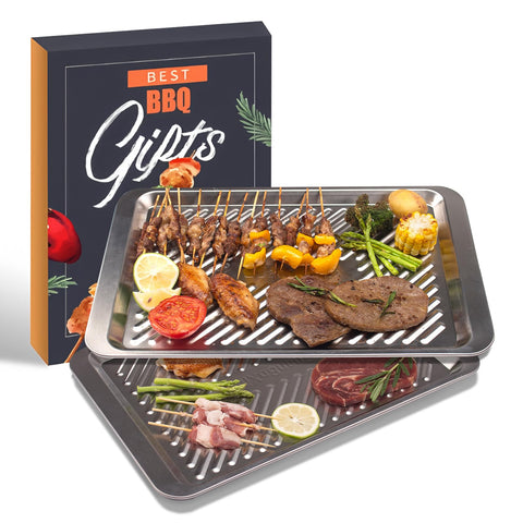 Bandejas GuanBoXin para parrilla, juego de dos apilables para organización.