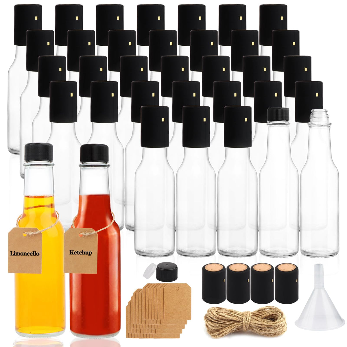 GUANENA botellas salsa picante 5oz en vidrio para almacenar salsas con estilo