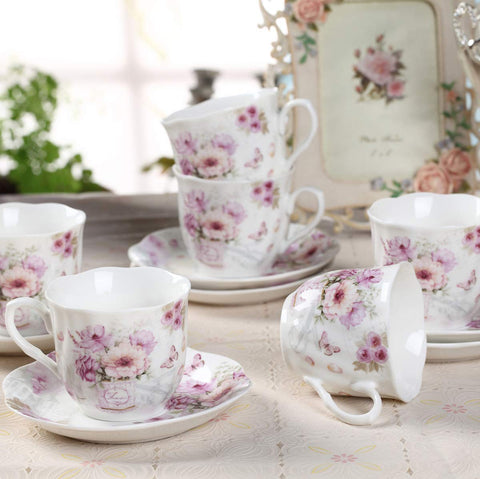 GuangYang platillo porcelana 7 oz con diseño morado, complemento elegante.