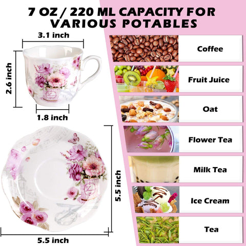 GuangYang taza capuchino 7 oz, acabado morado con flor.