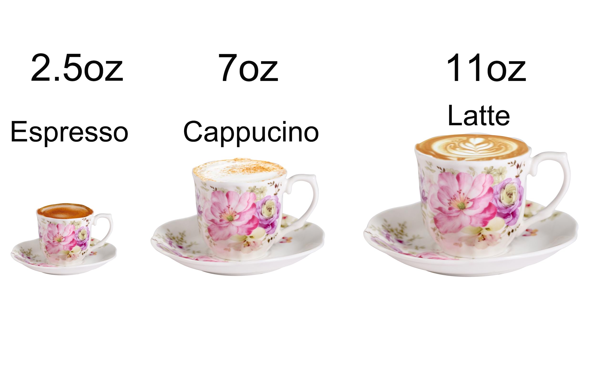 GuangYang taza té, diseño flor, asa grande para un agarre cómodo