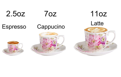 GuangYang taza té, diseño flor, asa grande para un agarre cómodo
