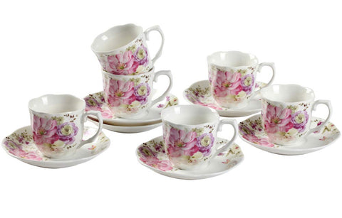 GuangYang tazas de té de porcelana, rosas rosadas, ideal para degustar tés aromáticos