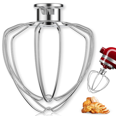 GuanQiao batidor de 6 hilos en acero inoxidable para KitchenAid, ideal para crema espesa.