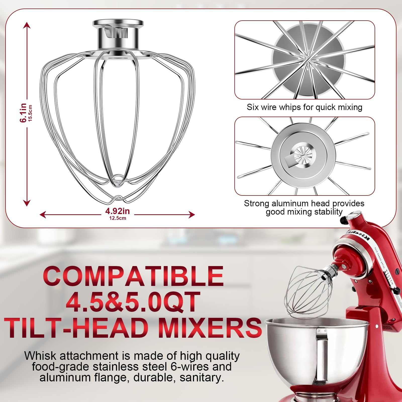 GuanQiao batidor de 6 hilos, compatibilidad con Tilt-Head para K45WW y similares.