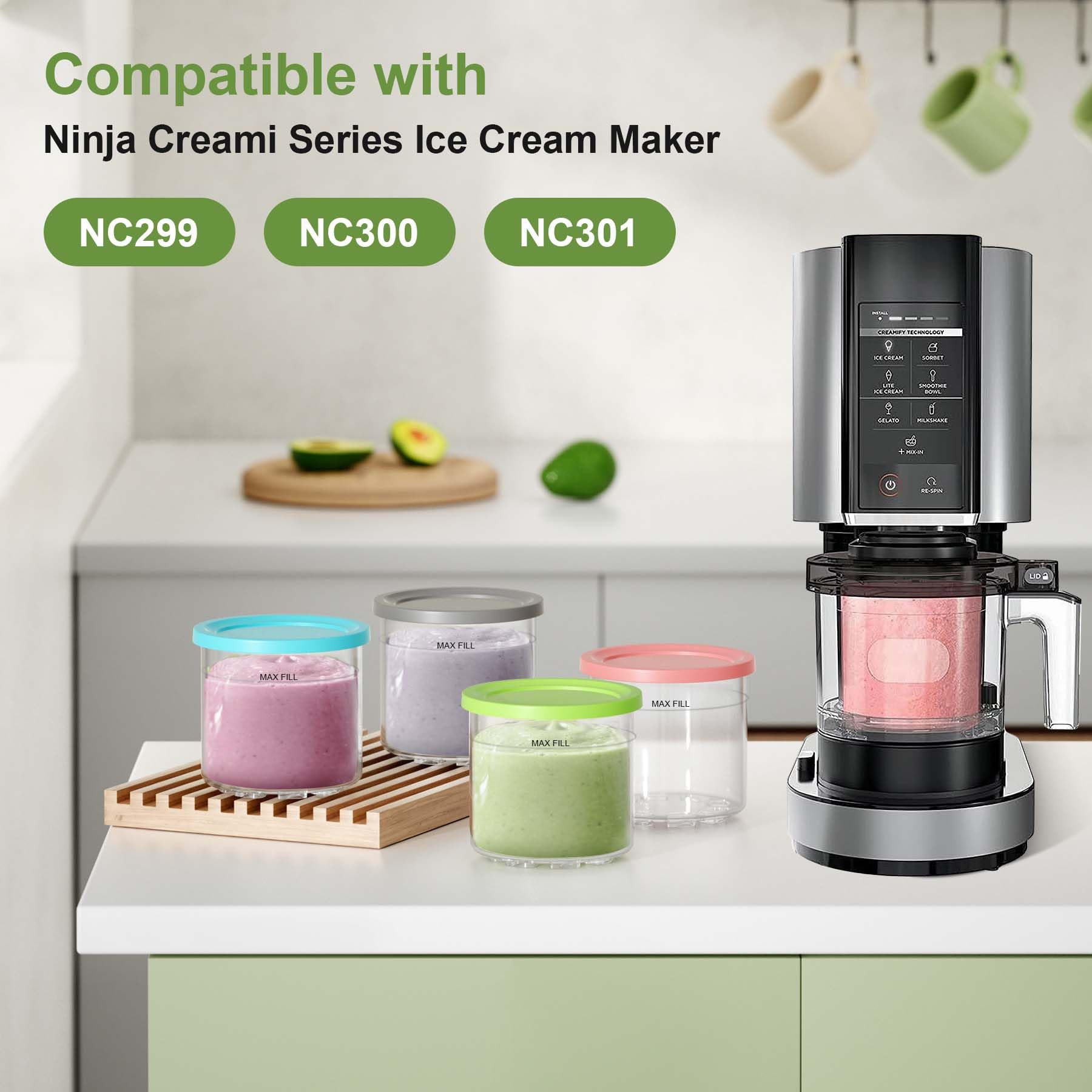 GuanQiao Creami Pint: diseño libre de BPA para almacenamiento seguro.