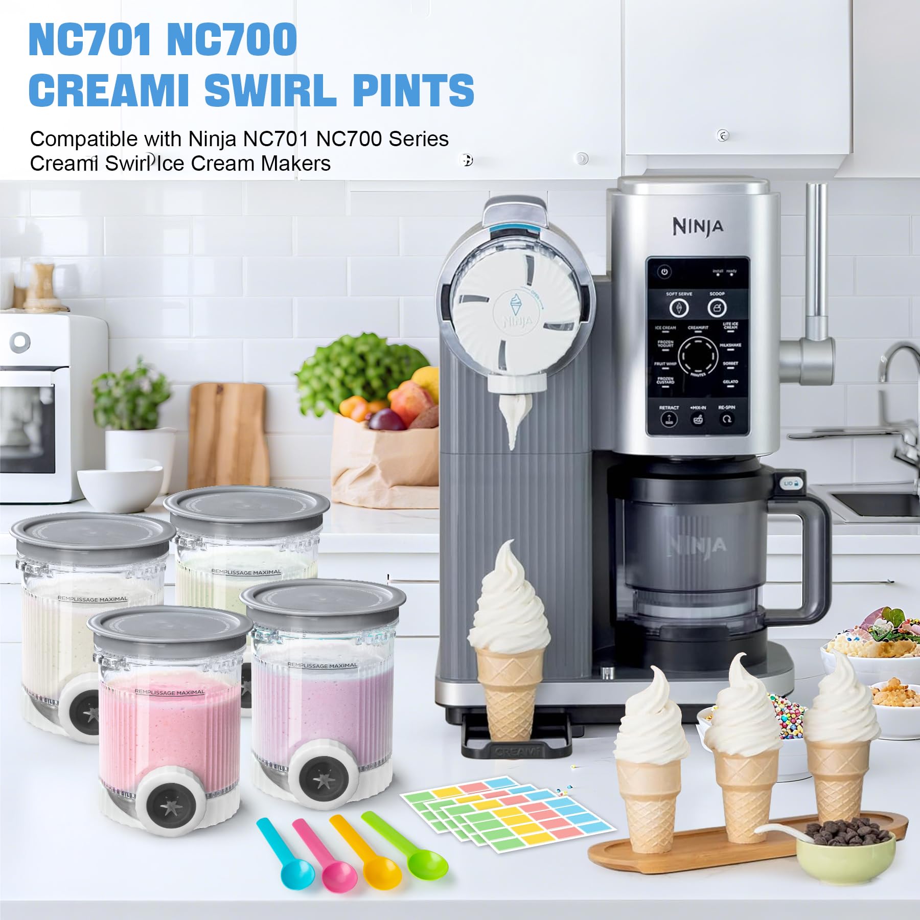 Cucharas integradas GuanQiao Creami Swirl para servir con comodidad.