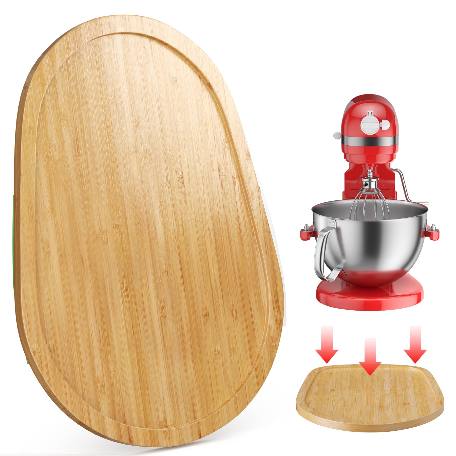 GuanQiao deslizante de bambú para KitchenAid 5-8qt, movimiento suave.