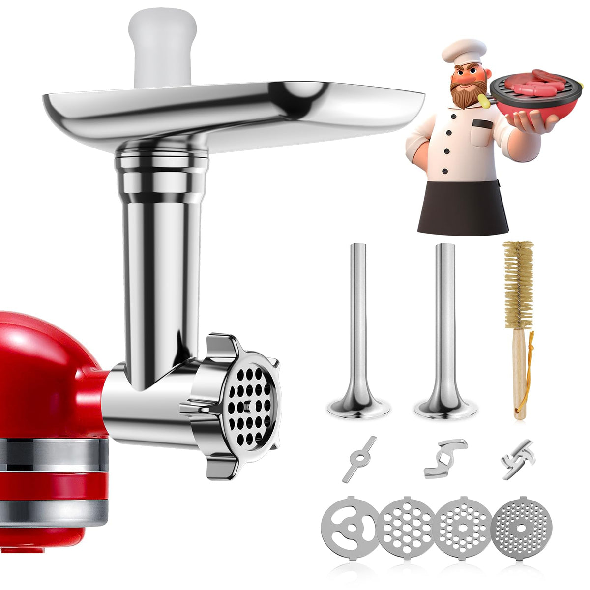 GuanQiao molinillo carne para KitchenAid, moler carne con precisión y facilidad