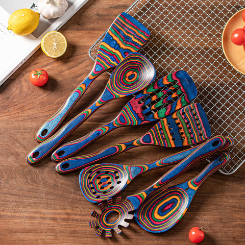Cucharas de madera Gudamaye, diseño azul, para mezclar y servir de forma elegante.