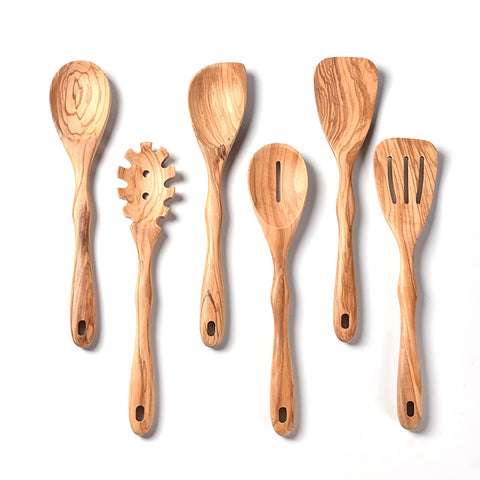 Gudamaye cuchara de olivo, 12 pulgadas, duradera y ergonómica para cocinar con control del calor
