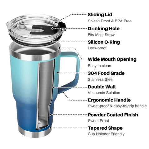 GUDEMAO vaso termico de doble pared, mantiene bebidas frías o calientes