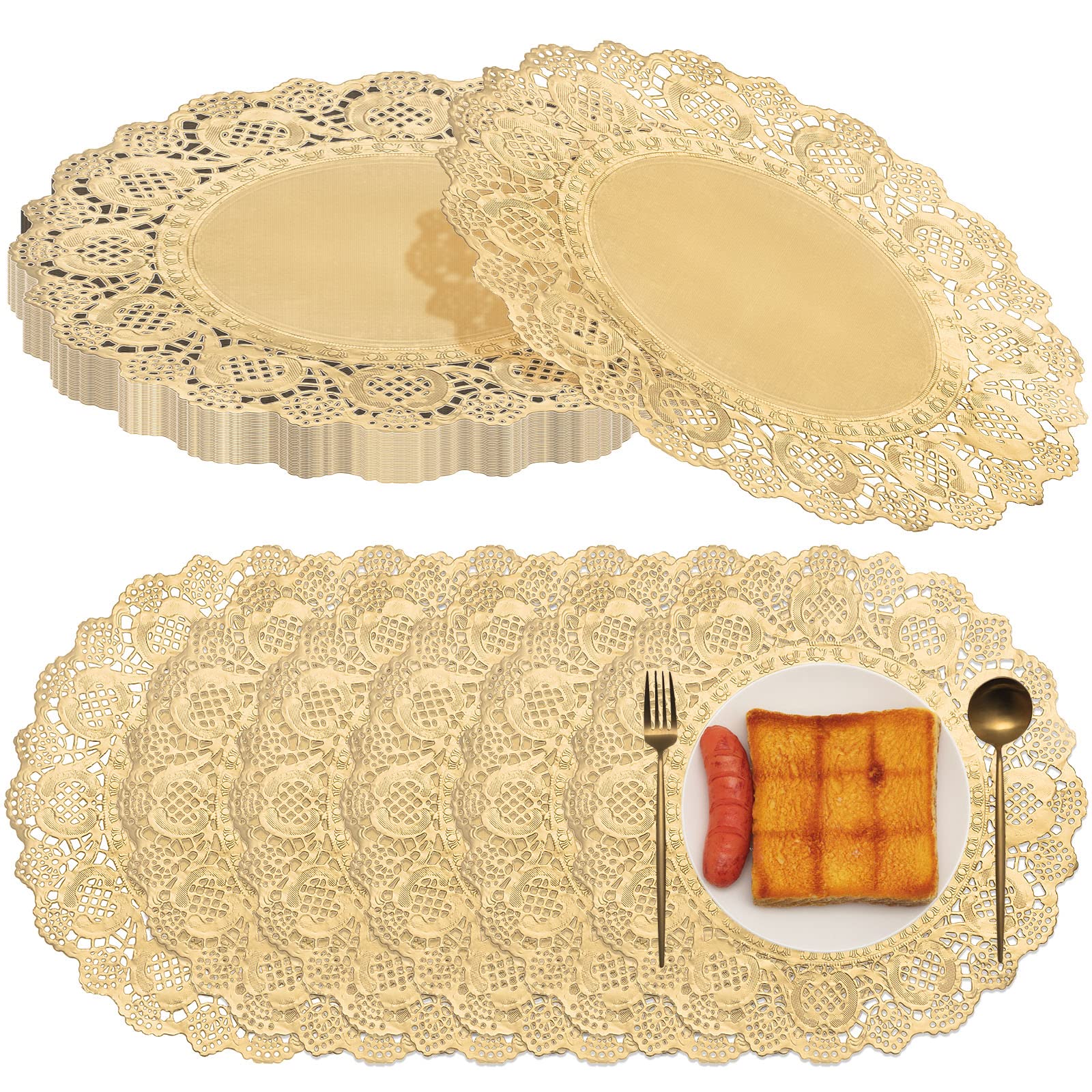 Gueevin doilies doradas con encaje, realzan la mesa y son fáciles de usar.