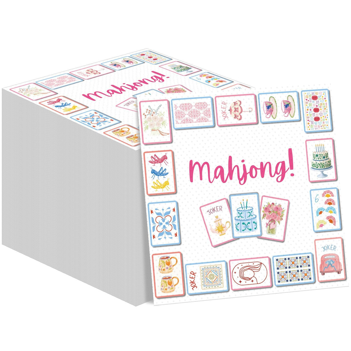 Servilletas Gueevin mahjong para cocteles, 80 piezas, perfectas para fiestas.