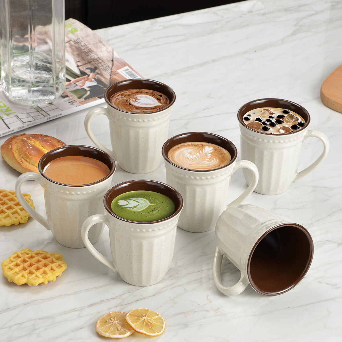 Tazas gufaith melamina 12oz con asa, ideales para camping y bebidas calientes.