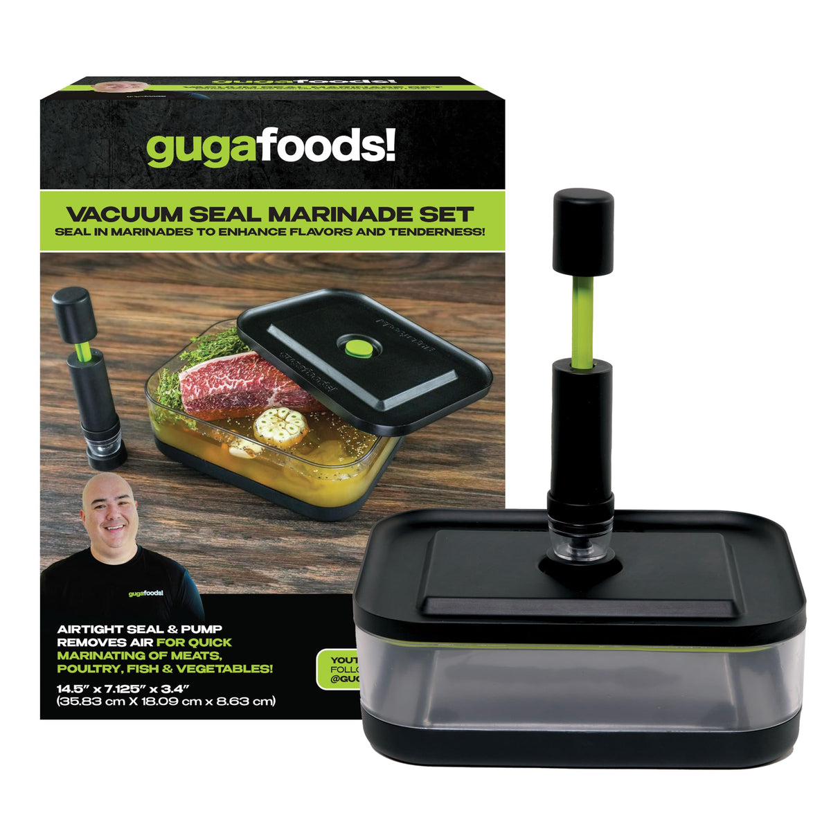Guga Foods contenedor de marinado grande para infundir sabor de forma uniforme