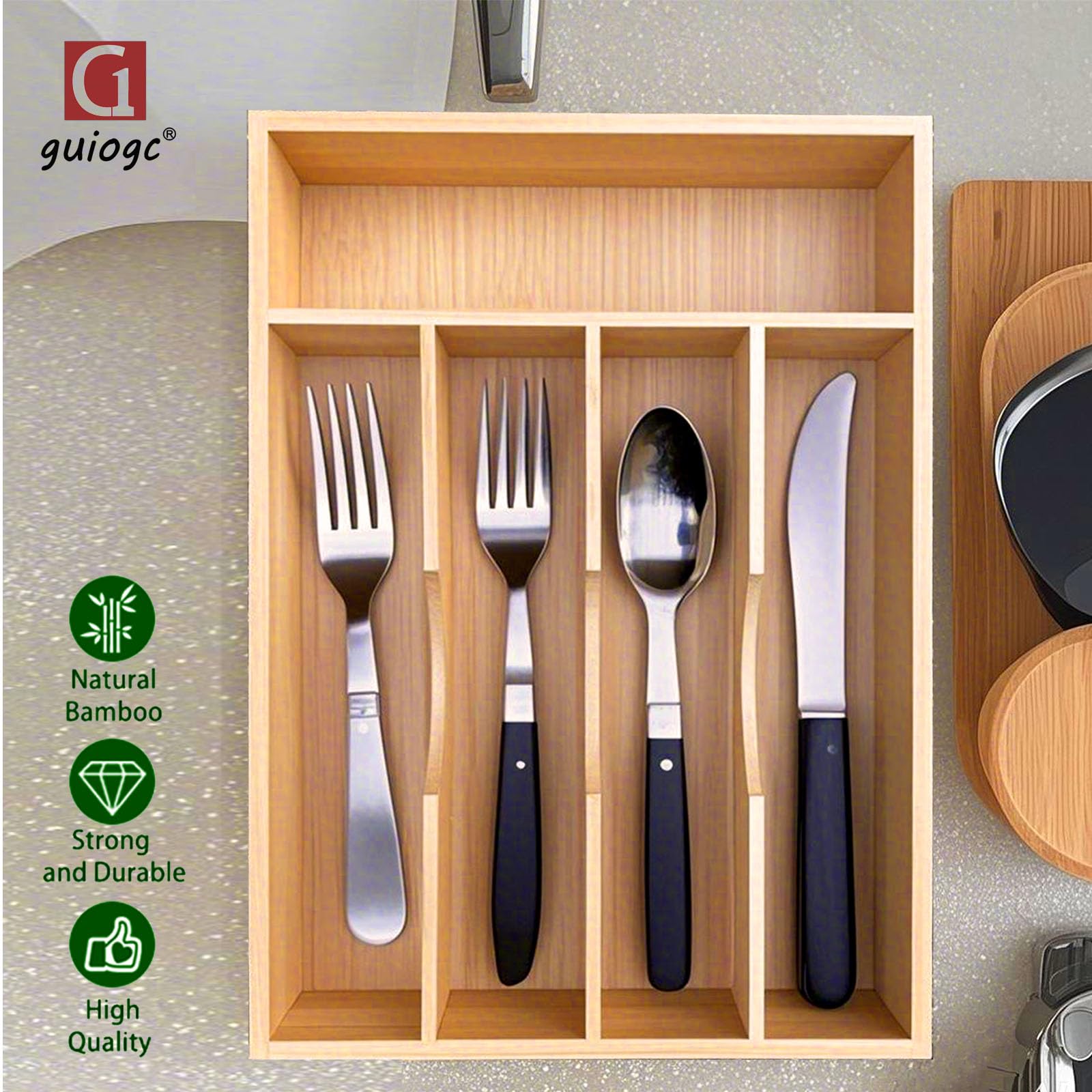 Guiogc material renovable de bambú, opción sostenible para tu cocina.