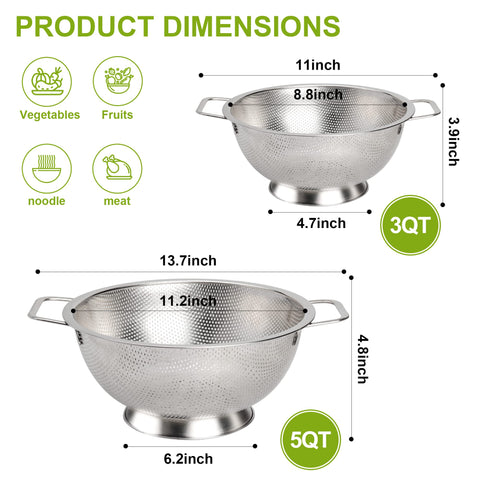 Colador Gulex con malla resistente para verduras y frutas, evita derrames.