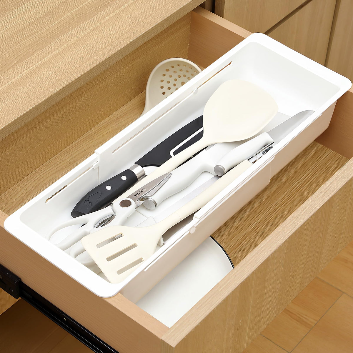 Gulfmew cajón deslizante 2-pack para utensilios de cocina, ahorro de espacio.
