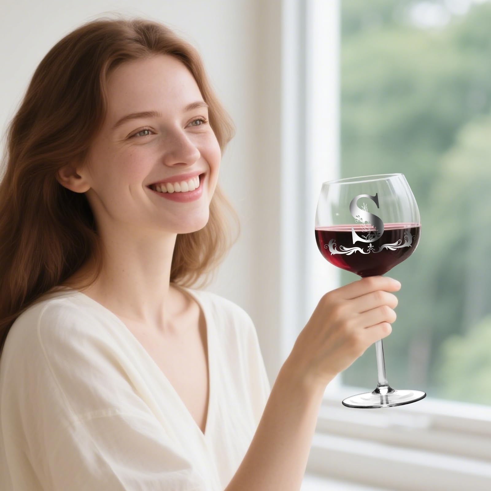 Copa de vino Gumry grabada con monograma, duradera para uso frecuente