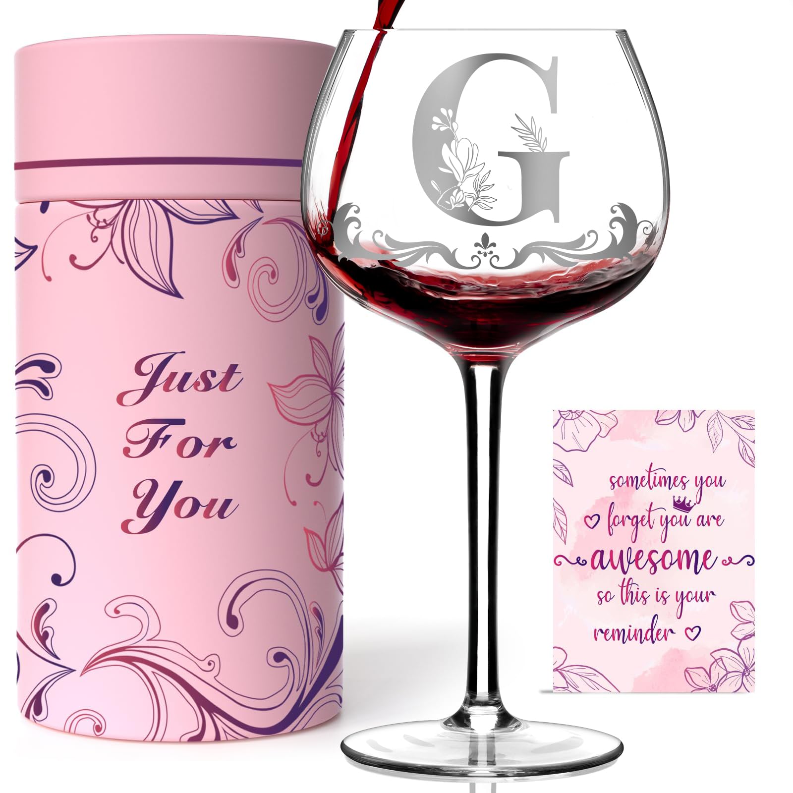 Copa de vino Gumry con monograma inicial G para regalo elegante