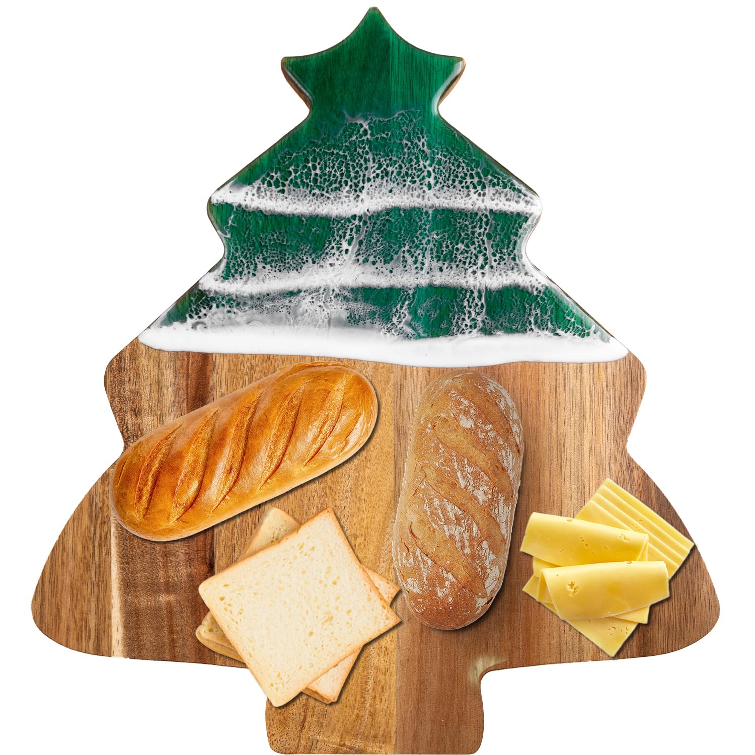 Guogiyala tabla corte árbol Navidad: resina y acacia para servir quesos.