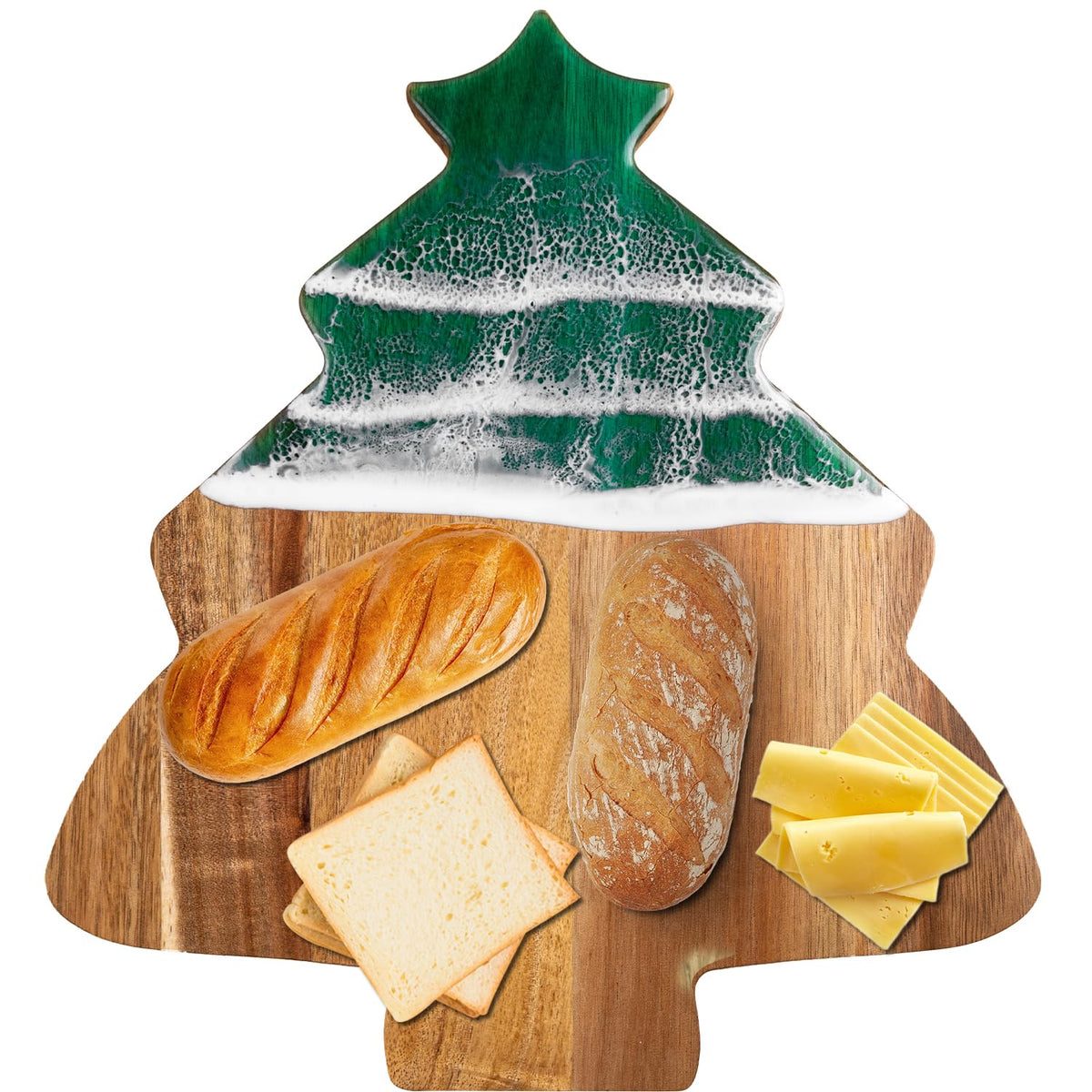 Guogiyala tabla corte árbol Navidad: resina y acacia para servir quesos.