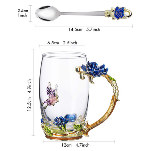 Guon-Wuvl diseño 3D flor mariposa, detalle vistoso en la taza