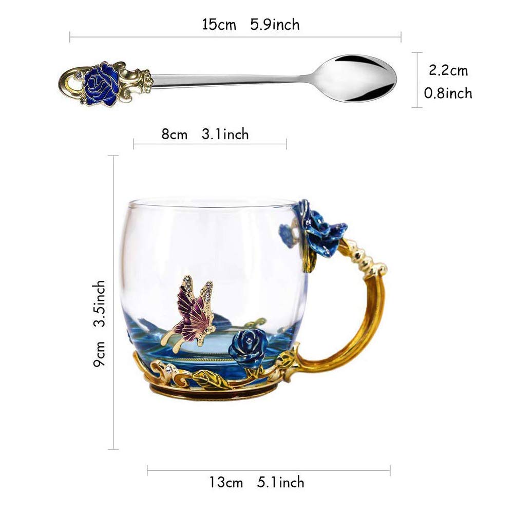 Taza Guon-Wuvl cristal azul, apta para bebidas calientes o frías