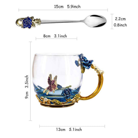Taza Guon-Wuvl cristal azul, apta para bebidas calientes o frías