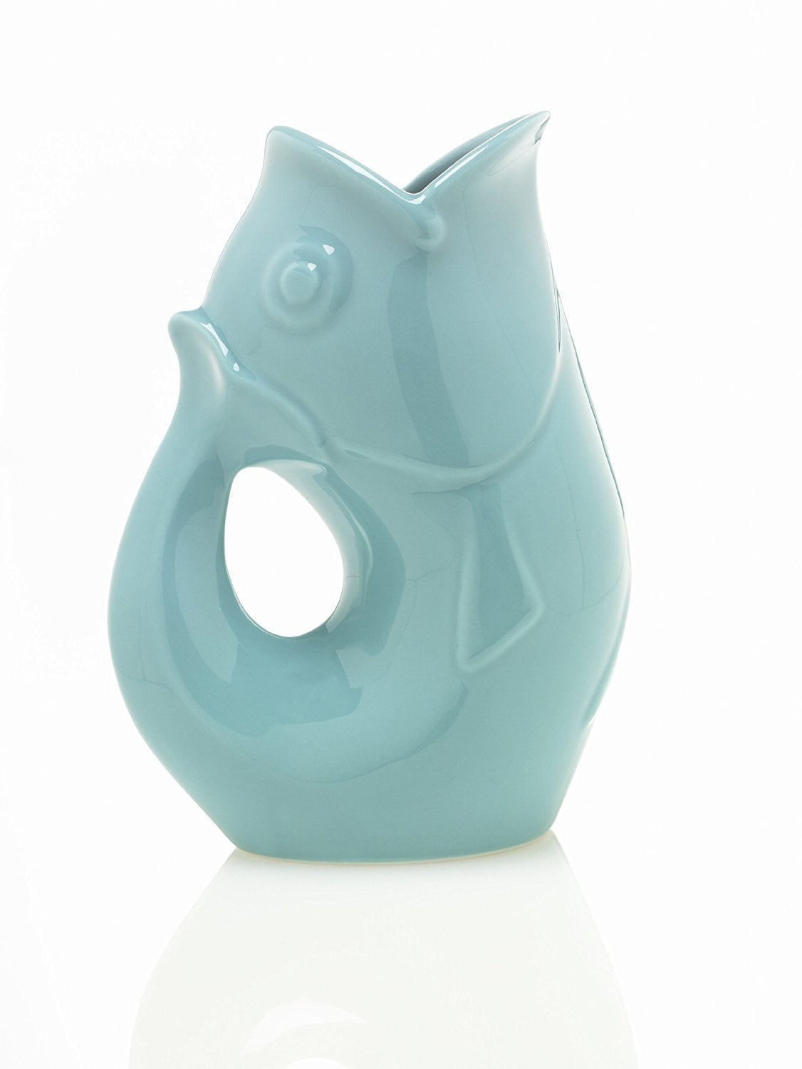Gurgle Pot Aqua, jarra de cerámica de 9,5 pulgadas con gorgoteo suave para mesa