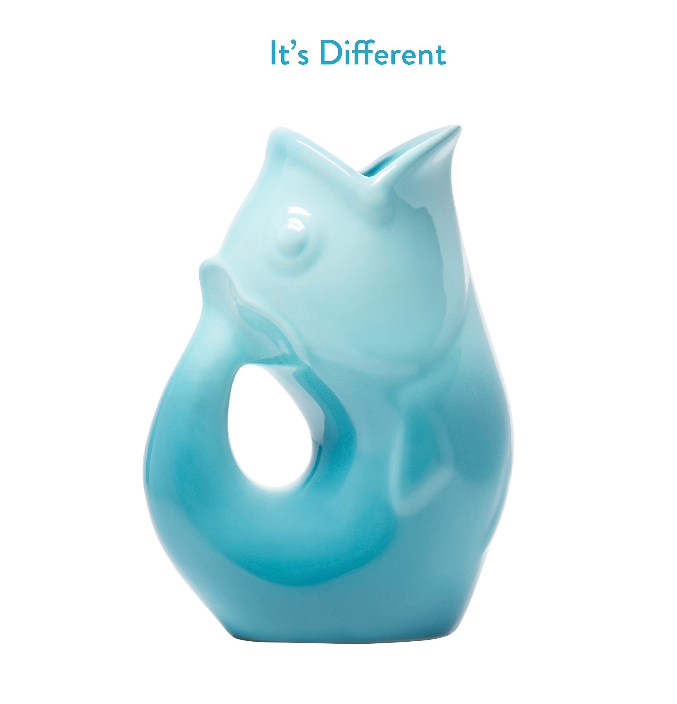 Gurgle Pot pez gradiente azul en mesa exterior como pieza de conversación
