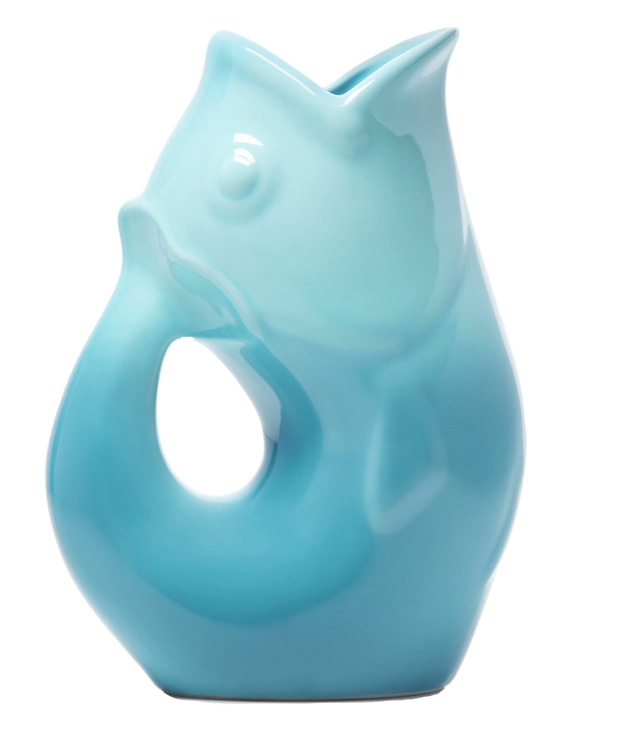 Gurgle Pot jarrón pez gradiente azul, vista frontal, perfecto como centro de mesa para fiestas