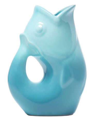 Gurgle Pot jarrón pez gradiente azul, vista frontal, perfecto como centro de mesa para fiestas